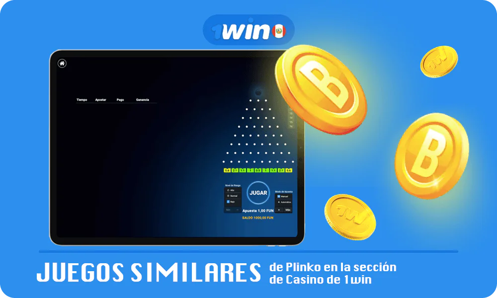 Mesa con Juegos similares de Plinko en la sección de Casino de 1win