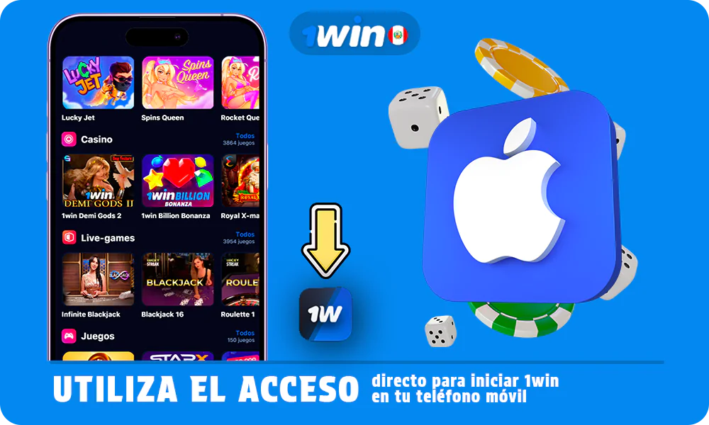 Utilice un acceso directo para iniciar 1win en un teléfono iOS