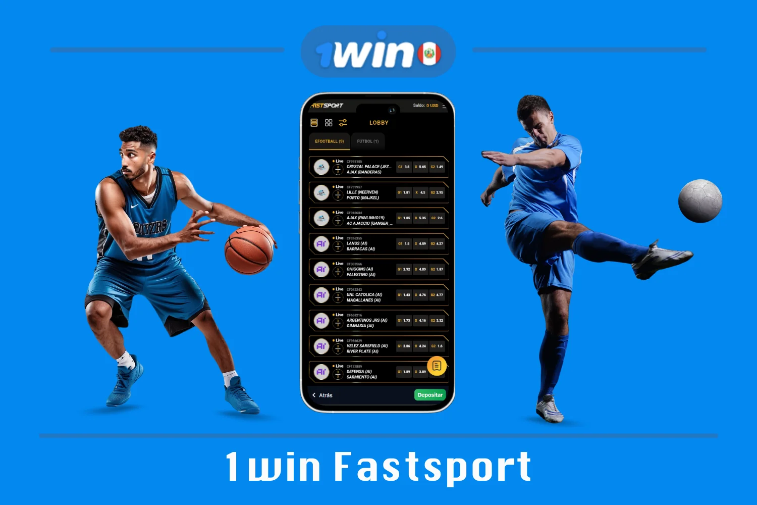 1win Fastsport ofrece apuestas rápidas en fútbol corto, fútbol eSports y tenis de mesa que son perfectas para cualquier gusto deportivo de los usuarios de Perú