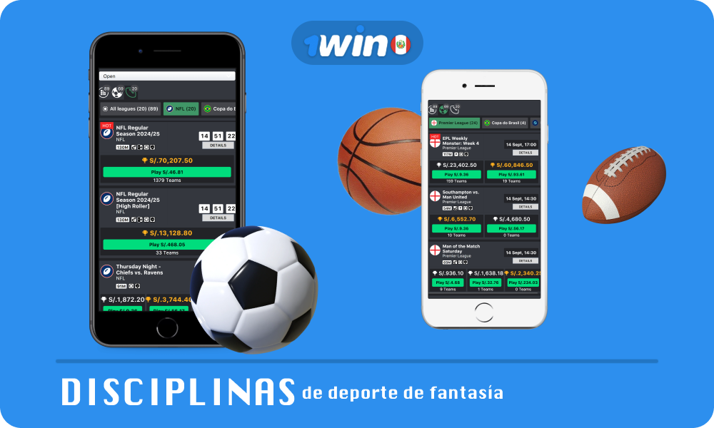 Una amplia variedad de torneos de deportes de fantasía están disponibles en el sitio web y la aplicación móvil de 1win Perú, incluida la Premier League, la Serie A brasileña, el baloncesto olímpico y otros