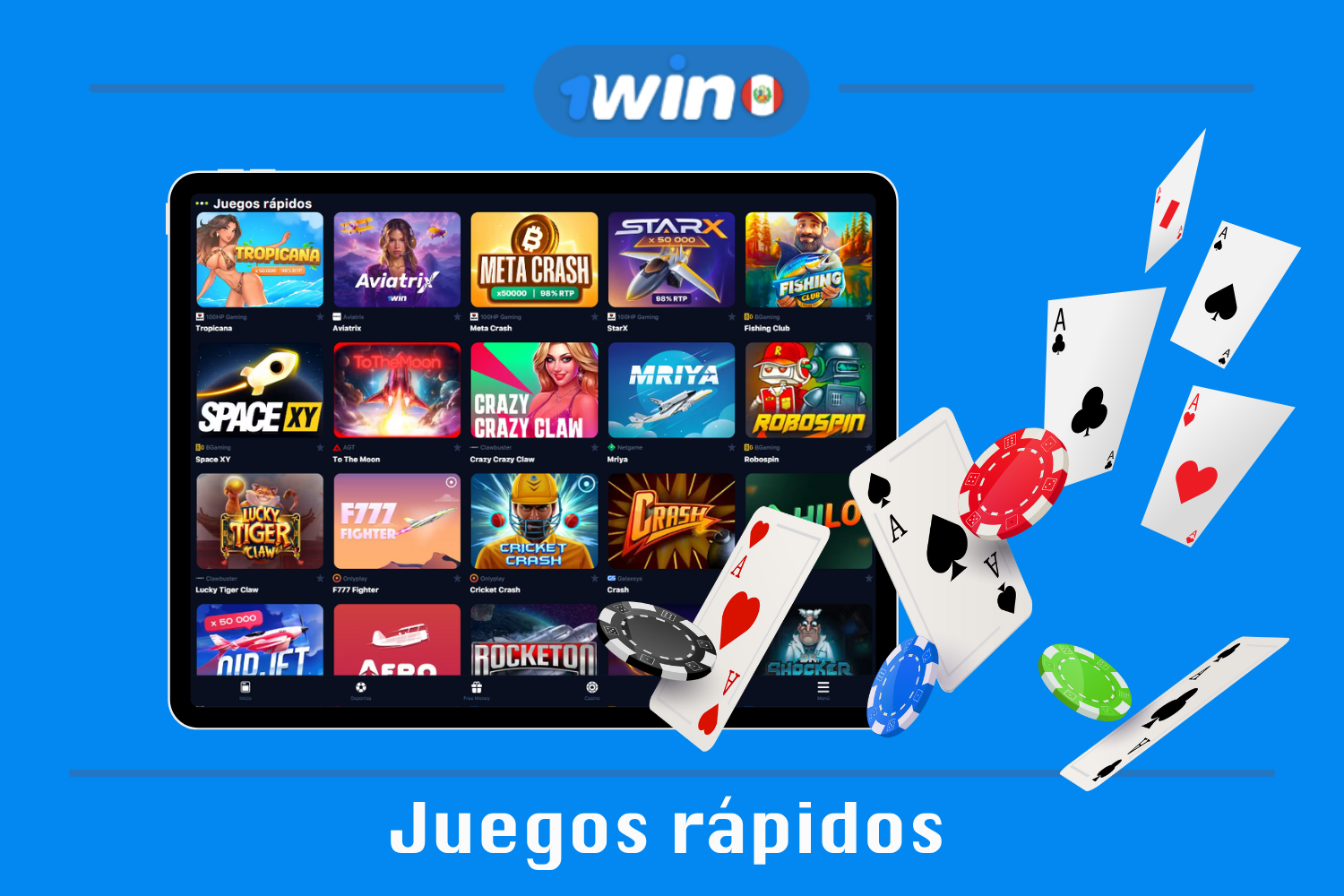 1win Fastsport ofrece apuestas rápidas en fútbol corto, fútbol eSports y tenis de mesa que son perfectas para cualquier gusto deportivo de los usuarios de Perú