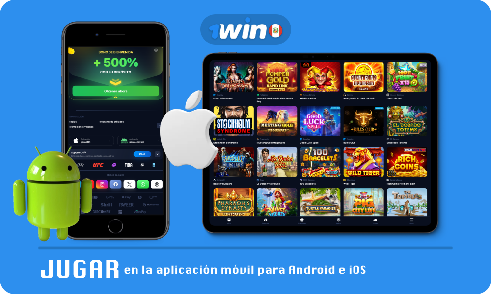 Instale la aplicación móvil 1win Perú para Android o iOS para jugar fácilmente a las tragamonedas en línea en cualquier lugar