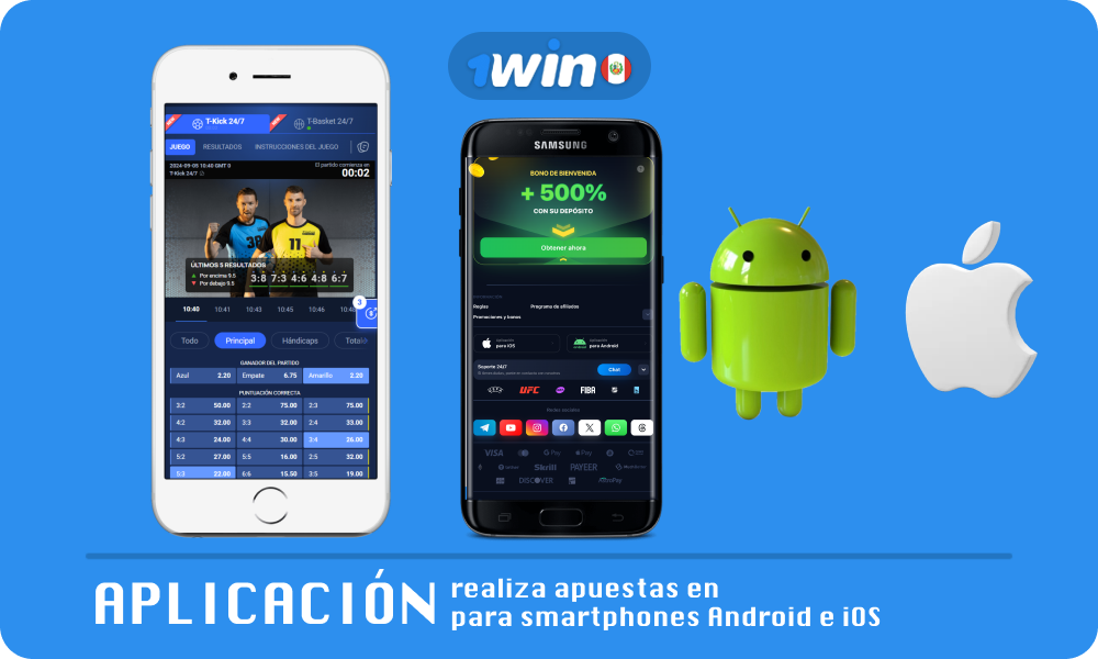 Los jugadores peruanos pueden descargar gratis la aplicación 1win para Android o iOS para apostar en 1win Twain Sport en su teléfono inteligente