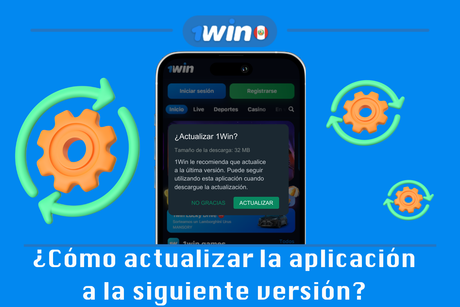 Los usuarios de Perú pueden actualizar la aplicación 1win haciendo clic en la notificación de actualización y permitiendo la instalación de la nueva versión